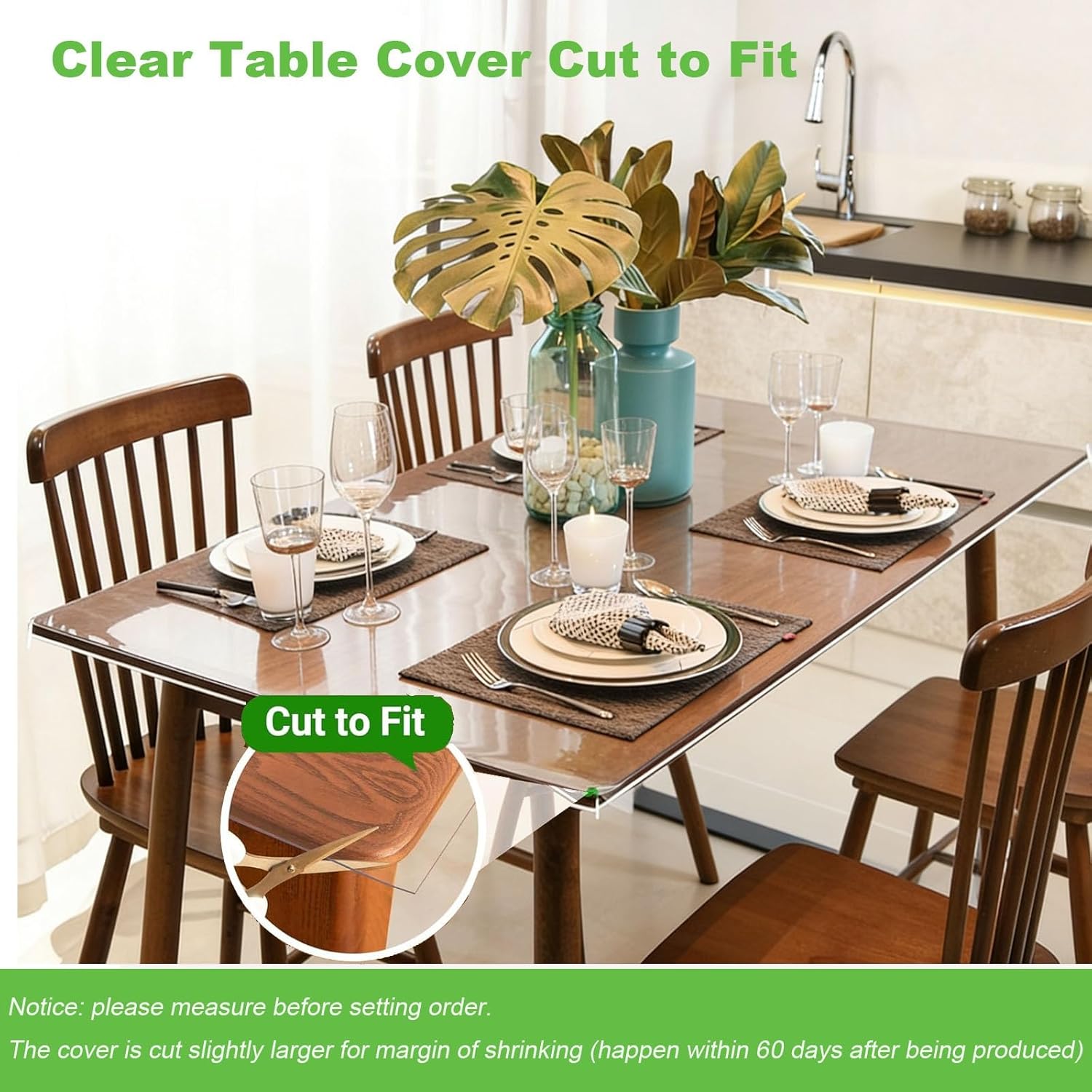 43x108in Clear Plastic Protector, 2mm PVC Vinyl Heat Resistant Transparent Desk Mat for Wood Furniture Dining Room Table Top Protection, Can Be Trimmed to Fit Irregular Occasion