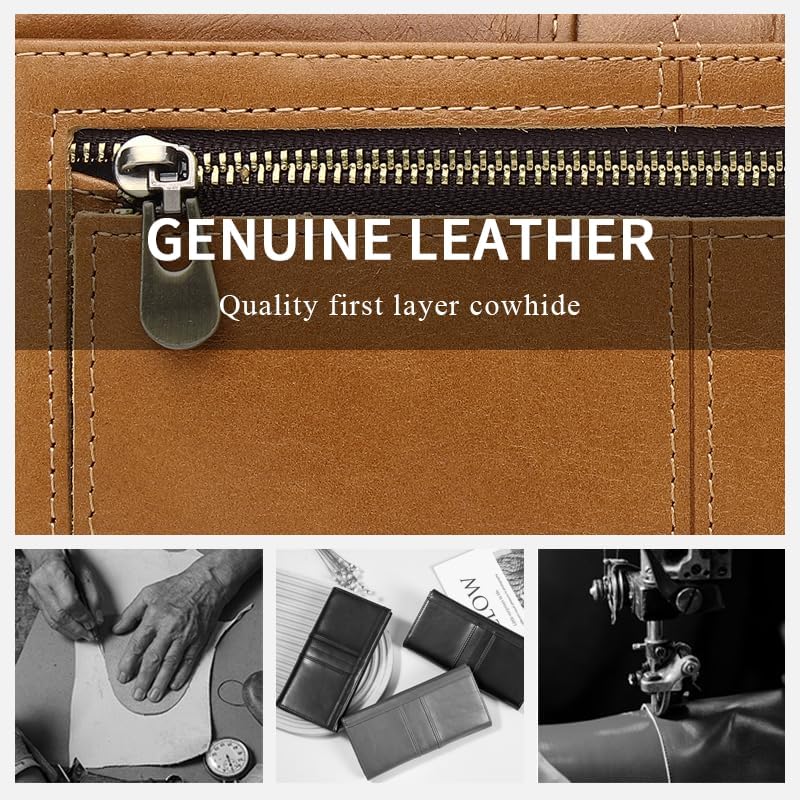 Slim Wallets for Women RFID Blocking Long Ladies Wallet Bifold Womens Leather Wallet with Coin Pocket ID Window, Brown - Image 7