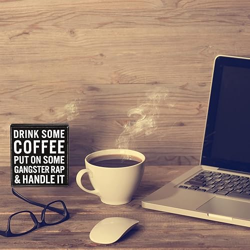 Miniatura 6 de Blulu Letreros decorativos de café para bar, caja de madera rústica, regalo para amantes del café, decoración divertida de escritorio de cocina para