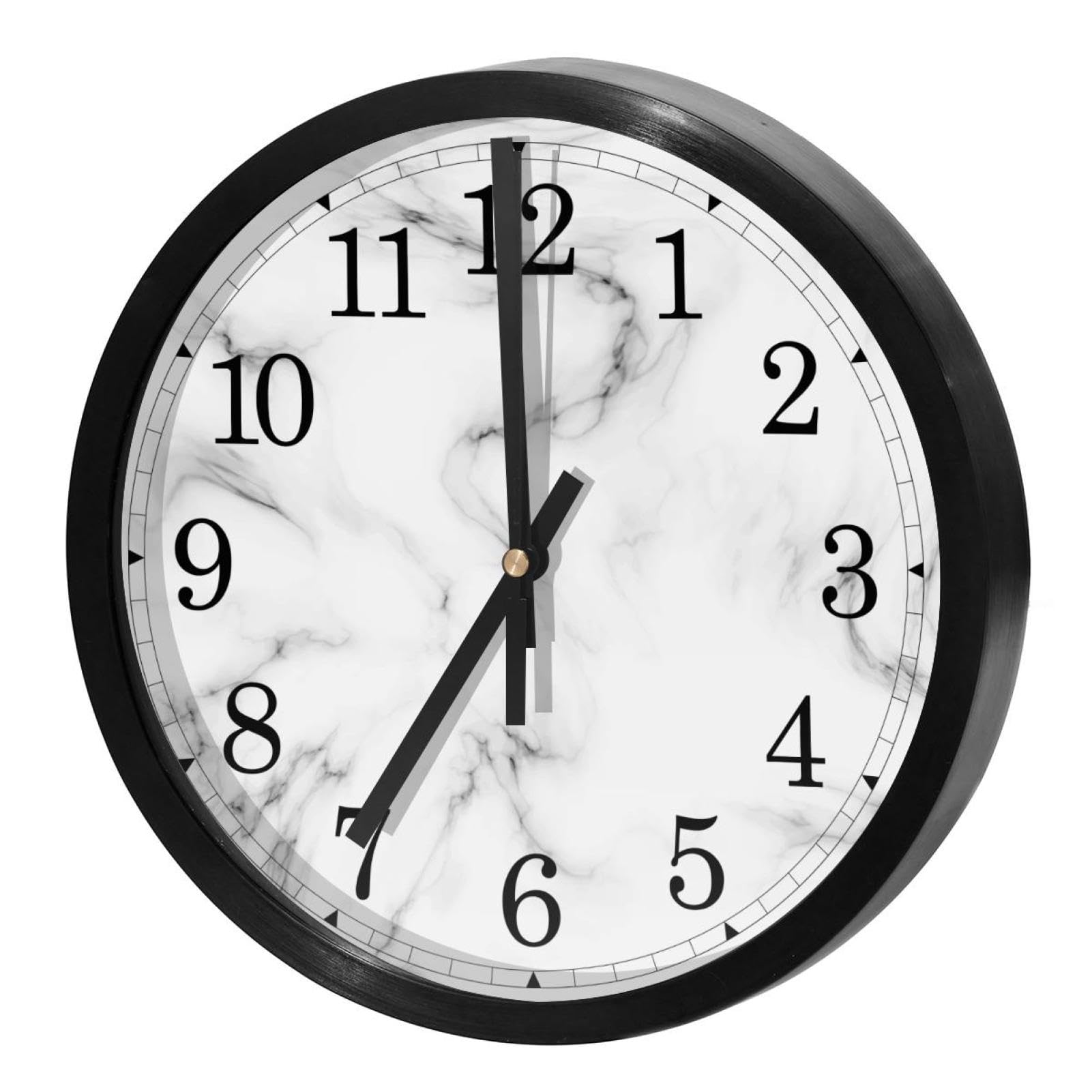 Horloge murale silencieuse quartz luxe effet marbre blanc pour intérieur épuré