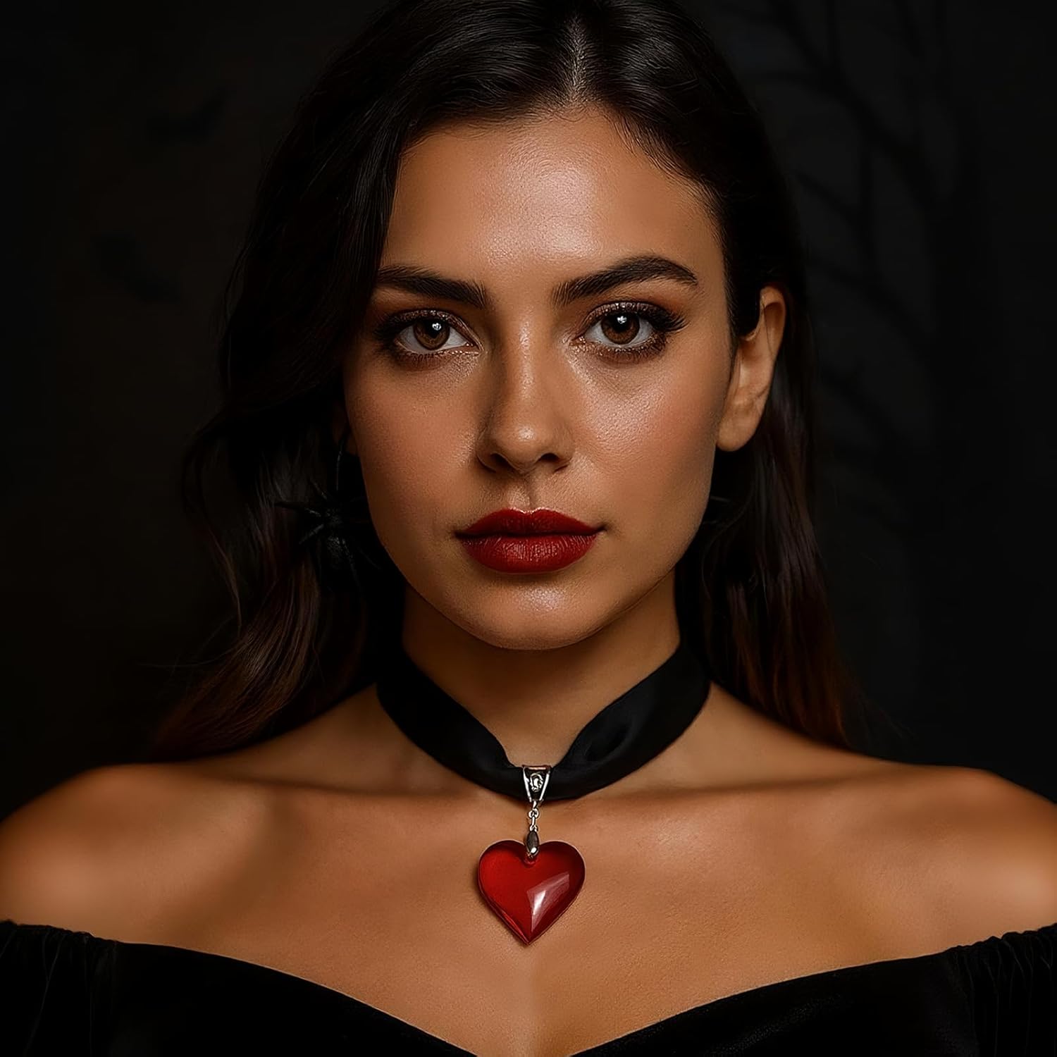 Black Velvet Acrylic Cross Heart Choker Necklace for Women, Crystal Collar Gothic Y2k Necklaces Halloween Christmas Valentines Accessories Gift - Image 2