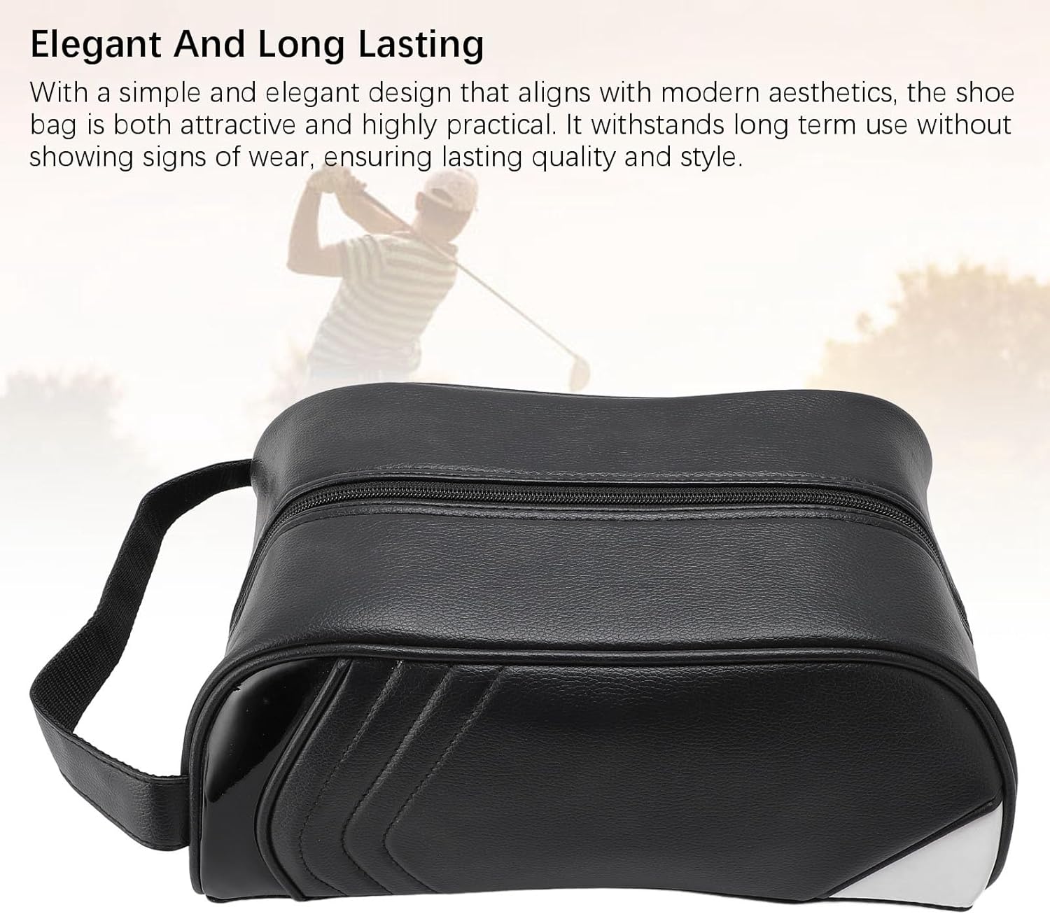 Golf Shoe Bag, Shoe Carrier Bag, PU Leather Golf Shoe Carrier Bag, Multifunctional Portable Shoe Storage Bag with Handle for Men Women Portable Golf Shoe Carrier (Black)