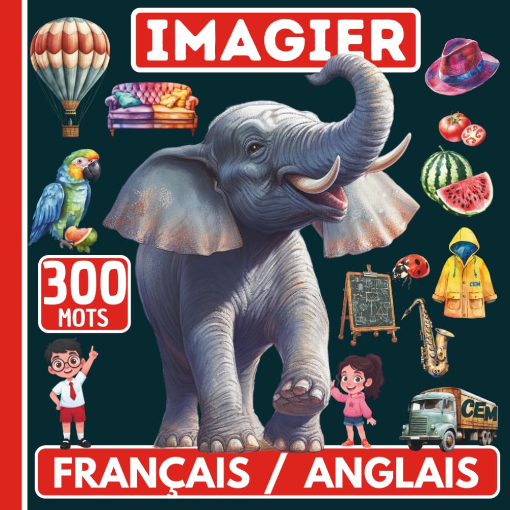 Mon Imagier Bilingue Français-Anglais : 300 mots illustrés pour apprendre en s'amusant: apprendre 300 mots anglais du quotidien, Livre coloré pour enrichir le vocabulaire des petits bilingues