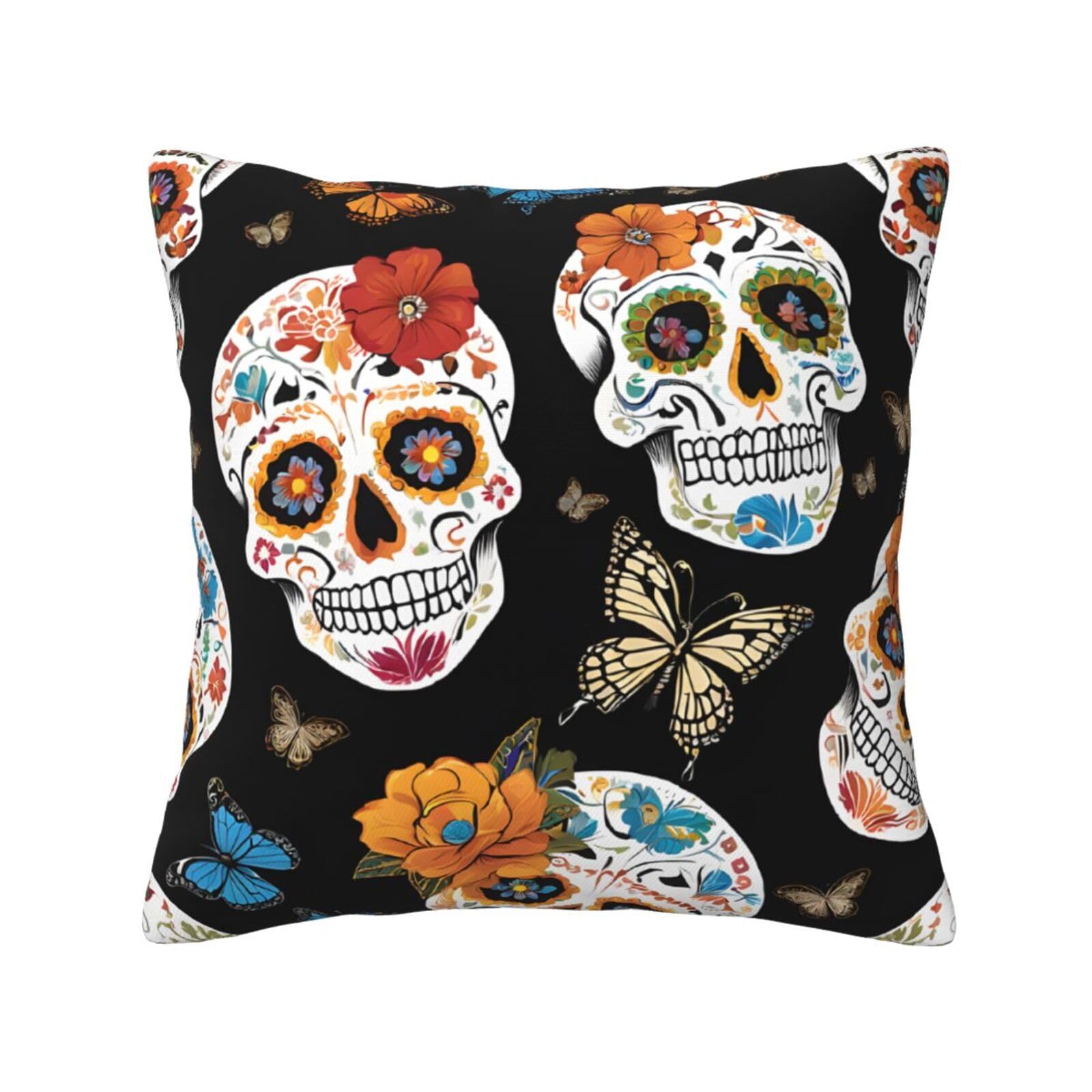 LHFIOHIRG (sugar skulls) Decorative Throw Pillow Covers Double-Sided Printed Cushion Covers for Sofa, Couch, Bed, and Home Decor 30 x 30cm