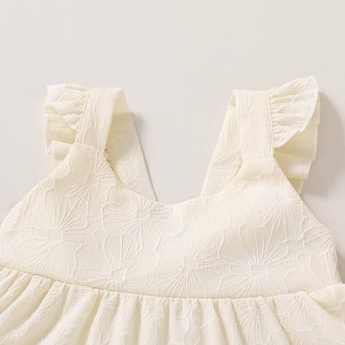Miniatura 4 de YOUNGER TREE - Vestido de verano para bebé o niña pequeña, con mangas con volantes, halter, casual, para la playa, vestido de verano para niños