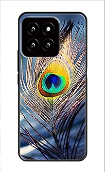 Metal TPU Printed Back Cover for Mi Xiaomi 14 (Peacock Feather) 360 Degree Protection | Camera Protection -25092024(J)
