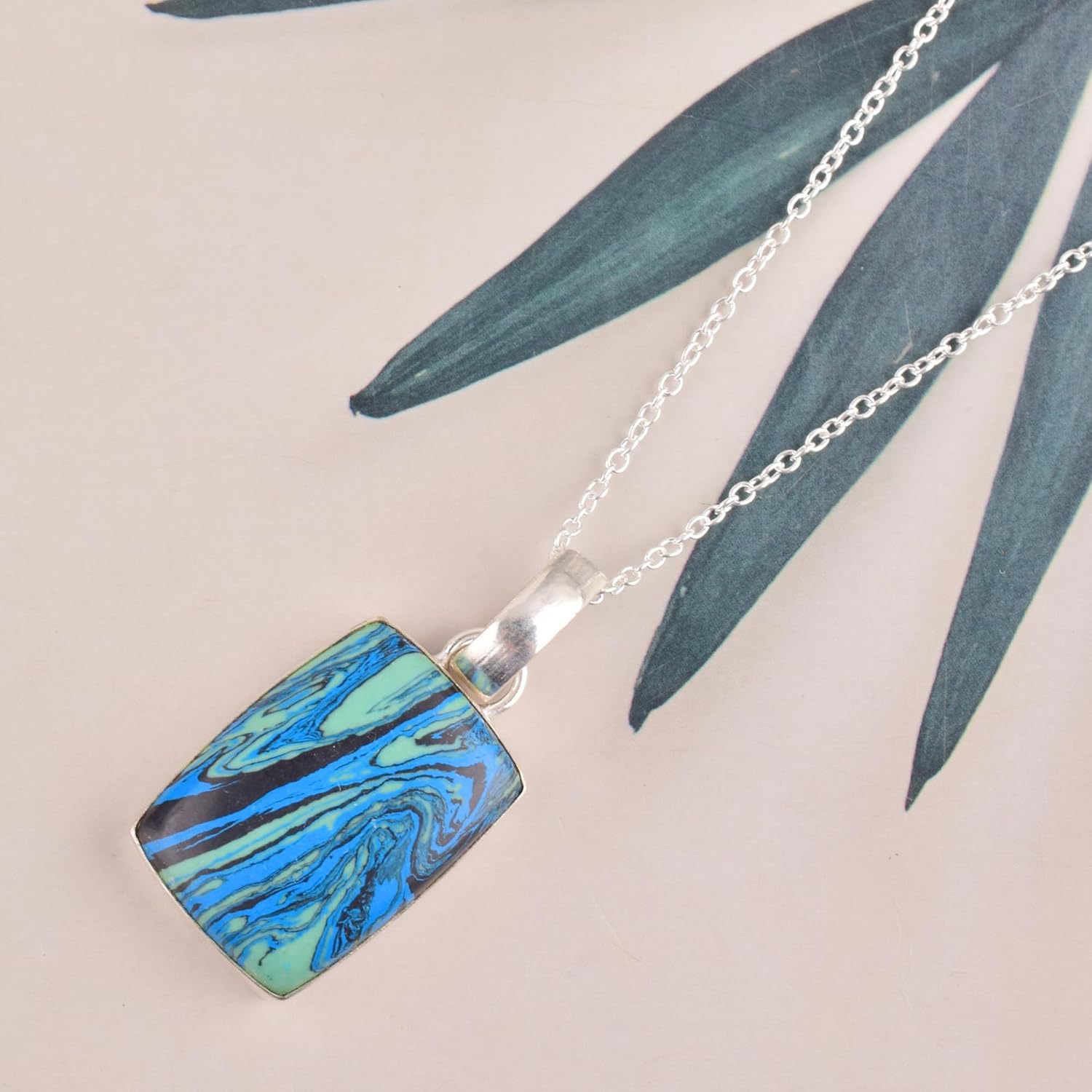 Blue Agate Crystals Pendant Necklace, Unusual Gemstone, Dainty Women Fashion Jewelry, Birthday, Gift for Her, Gemstone Jewelry (blue agate B) - Image 6