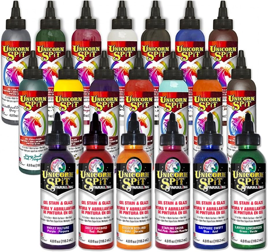 Unicorn SPiT - Gel Stain & Glaze - 20 COMPLETE Paint Collection- 4oz Original and Sparkle Collection with Exclusive PTP Flash Deals Guide