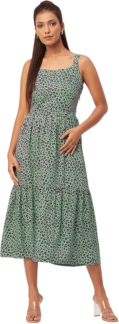 Moomaya Vestido De Algodón Sin Mangas Estampado, Midi