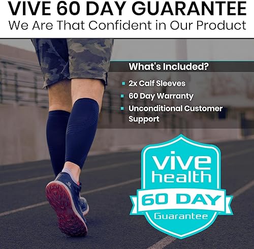 Miniatura 9 de Vive Manga de compresión de pantorrilla para hombres, mujeres (par) - Medias para soporte de férulas de espinilla, alivio de calambres en las