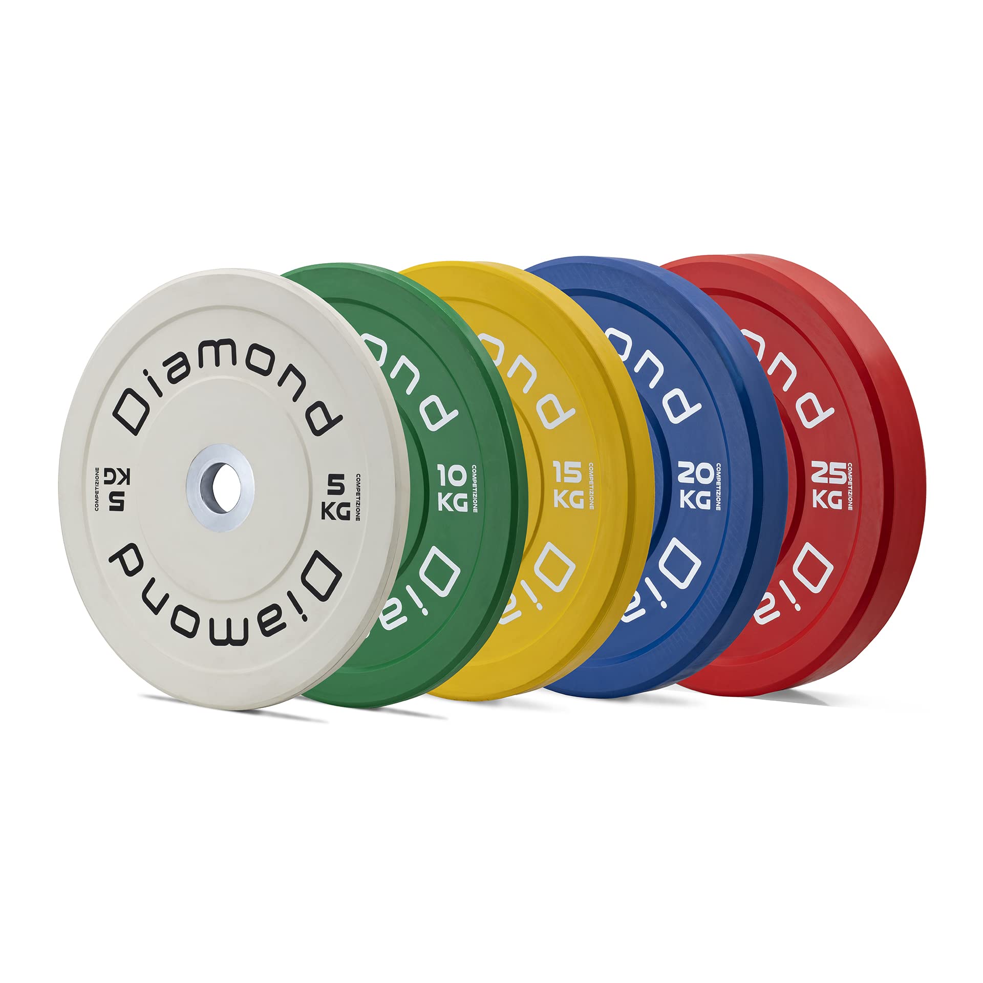 G5 HT SPORT Coppia Dischi Bumper Competizione PRO Diamond Foro Ø50 mm per Palestra E Home Gym da 5 A 25 kg per Manubri E Bilancieri