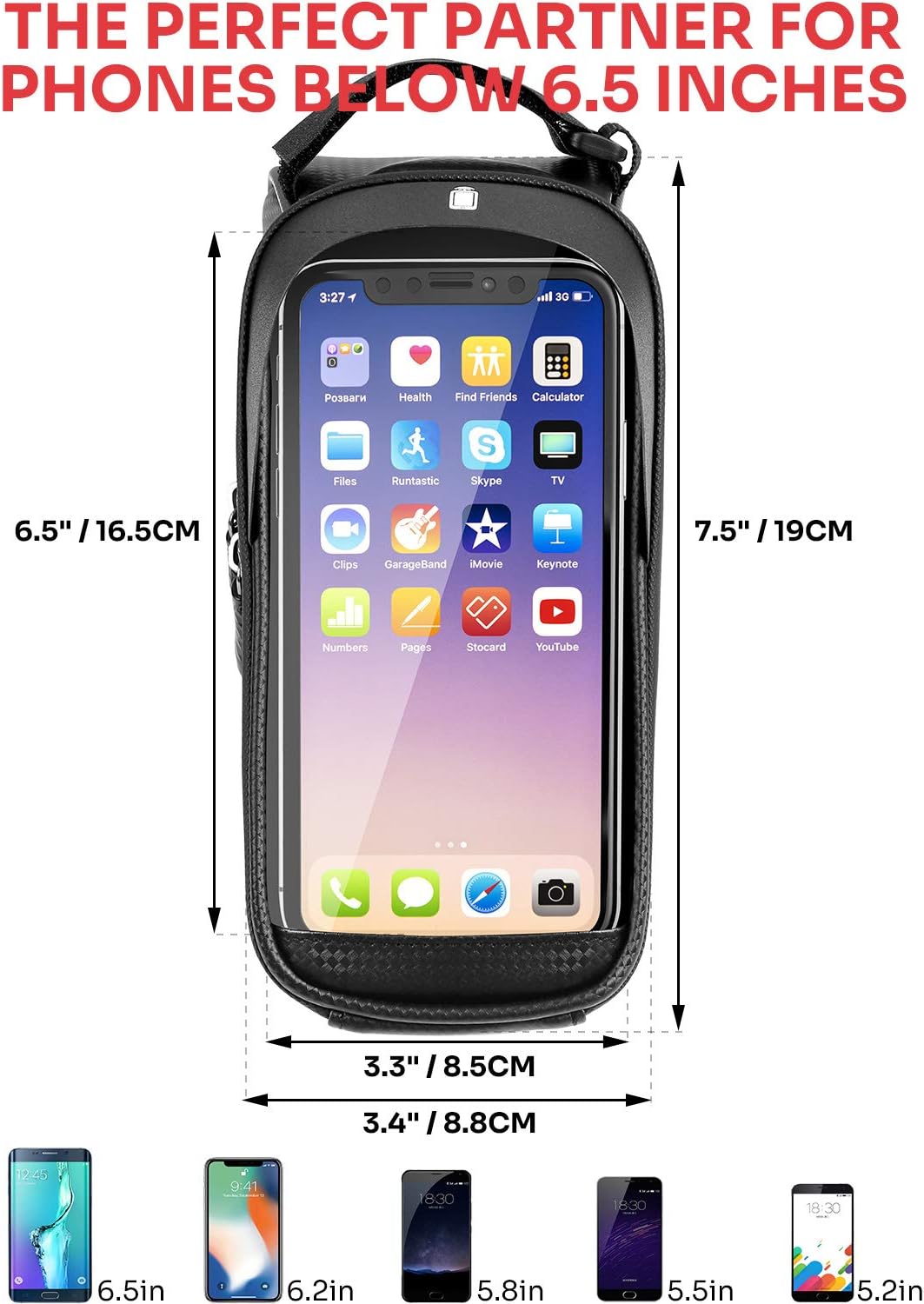 JOYTUTUS Bike Frame Bag, Cycling Front Frame Bag Phone Holder Waterproof Bike Front Top Tube Pouch Bag for Smart Phone up to 6.5'' - Image 3