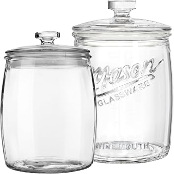Folinstall 1 Gallon And 0.5 Gallon Glass Cookie Jar Wide Mouth Apothecary Jar
