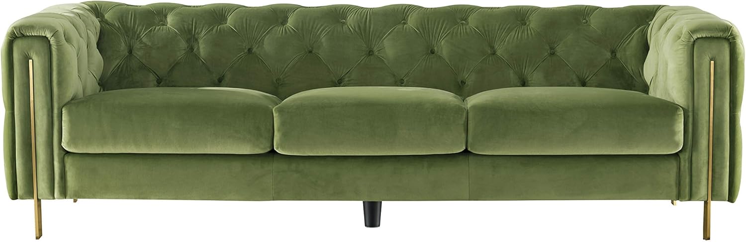 Acanva Collection Chesterfield Vintage Tufted Velvet Living Room Sofa, Armchair, Mint Green