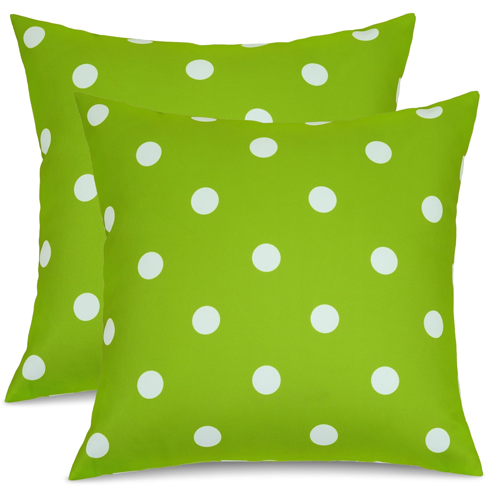 Poise3EHome Outdoor Pillow Covers Set of 2, Waterproof Decorative Throw Pillow Covers for Patio Garden Couch Chair, 20x20 Inches, Green Polka Dot,