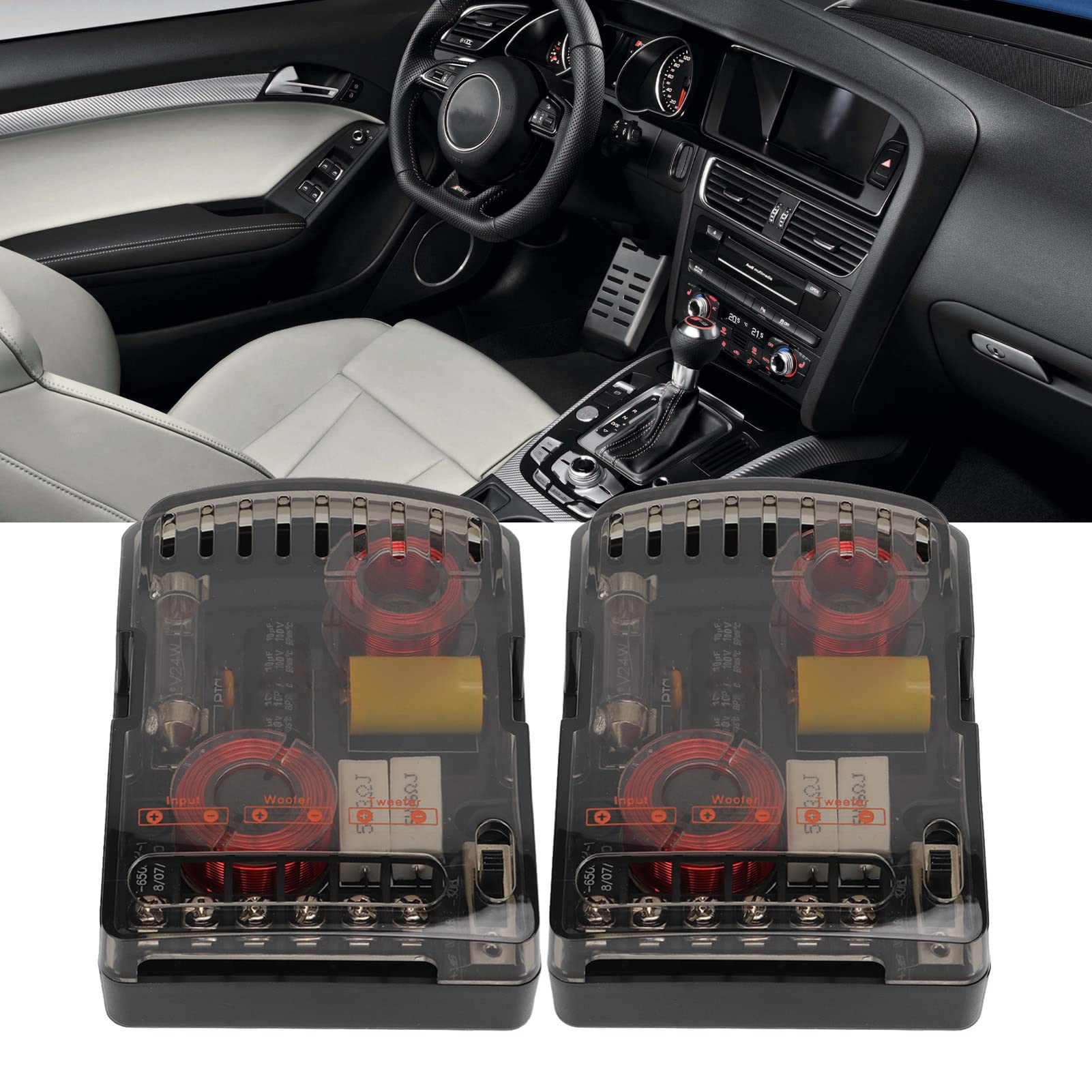 Car Audio Crossover, 2 Pezzi Car Audio Crossover 160W Divisore di Frequenza Universale per Altoparlanti Ad Alte Prestazioni 12V