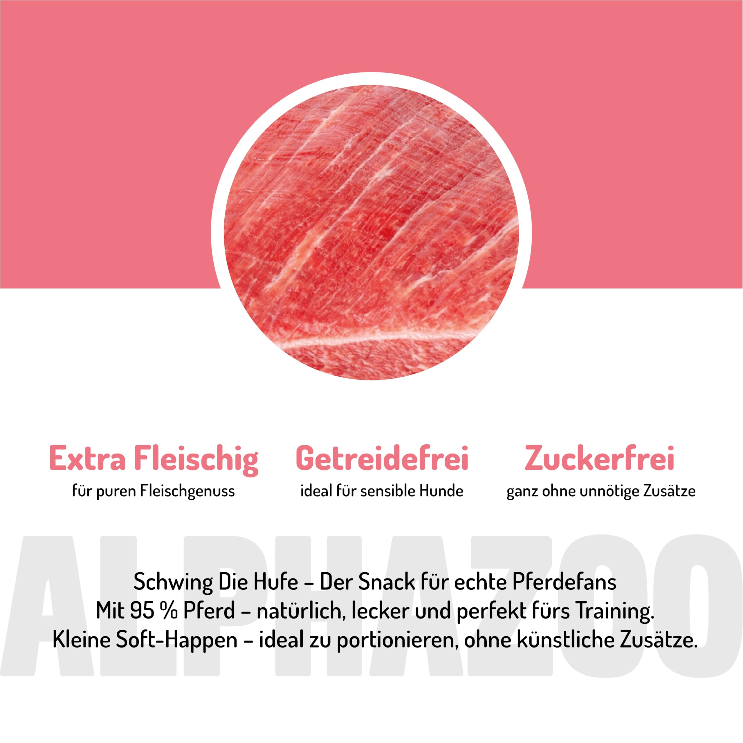 alphazoo Schwing Die Hufe 3 x 65g - Soft Hundesnack aus 95% Pferd - getreidefreie Trainingsleckerli für Hunde - weiche Snacks ohne künstliche Zusätze - ideale Belohnung und als Trainings Leckerlies