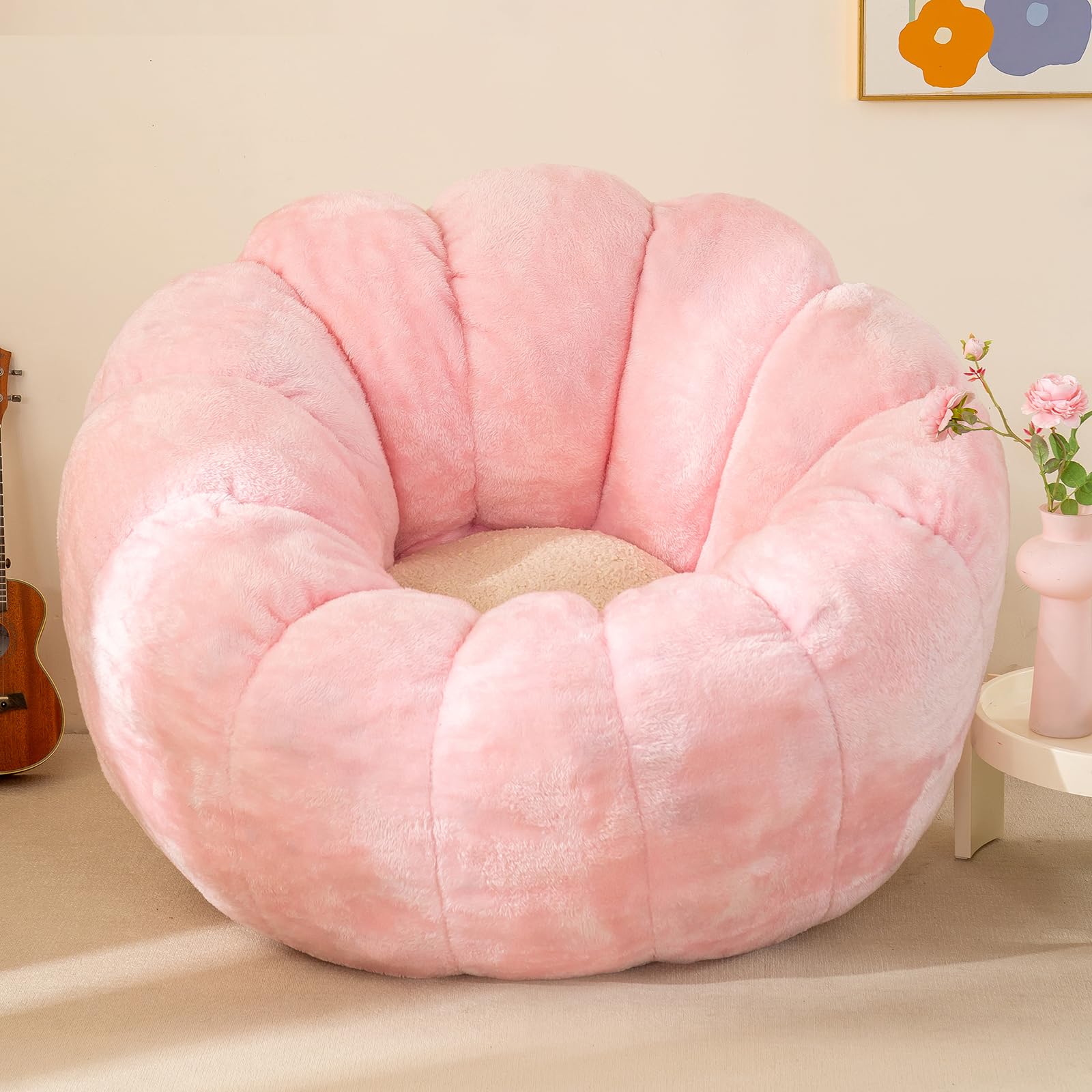 IEVENW Pumpkin Bean Bag Sofa Chair for Adult, Beanbag Couch with Filler for Reading and Relaxation, Comfy and Lazy Sofa for Dorm, Apartment, Living