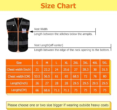 High Visibility Vest 9 Pockets with Reflective Strips Black S