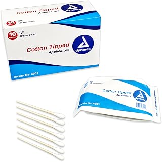 Cotton Tipped Applicators with Wooden Shaft, Non-Sterile, 3 Inch, 100 Count (Pack of 10)