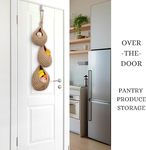 Miniatura 2 de Cesta colgante de frutas  Organizador de despensa sobre la puerta  Cesta de 3 niveles para colgar en la pared para productos de cocina