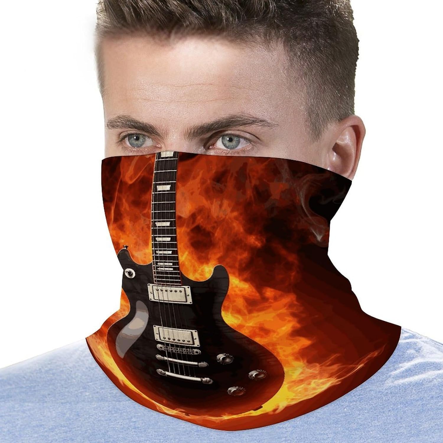 Rock Guitar Bandana Soft Neck Breathable Headband Uv Protection Neck Gaiter Reversible Scarf Gaiter Double-Sided Head Scarf Multipurpose Headwear For Outdoor Running Hiking