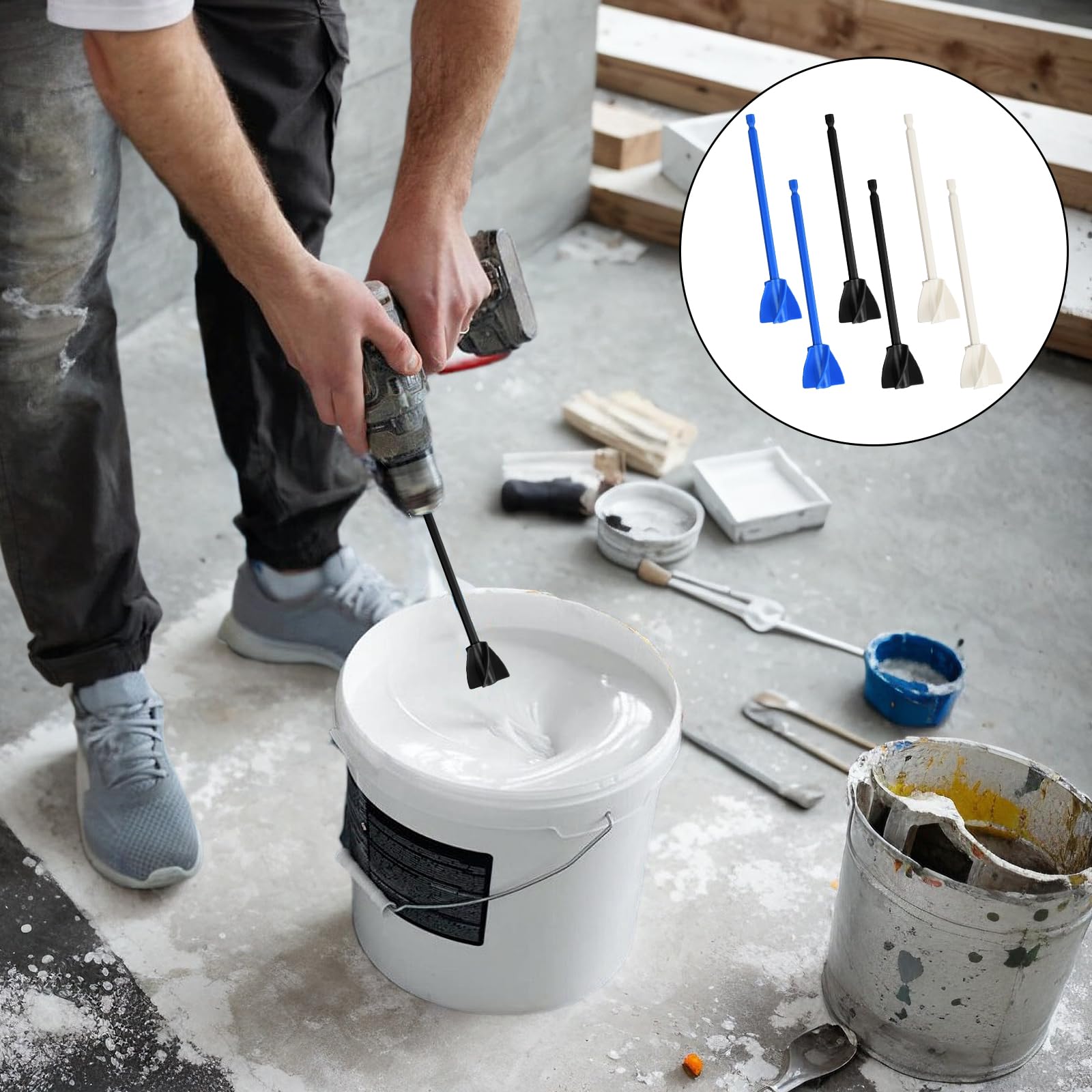 6 Pezzi Miscelatore per Pittura Epossidica, per Trapano, Riutilizzabili, Palette per Miscelatore, per Pittura Epossidica Miscelazione Epossidica Smalto Ceramico