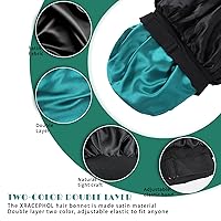 Vista 17 de Gorro de seda para dormir de doble capa de satén ajustable para mujeres negras, gorro de dormir reversible para cabello rizado (negro)