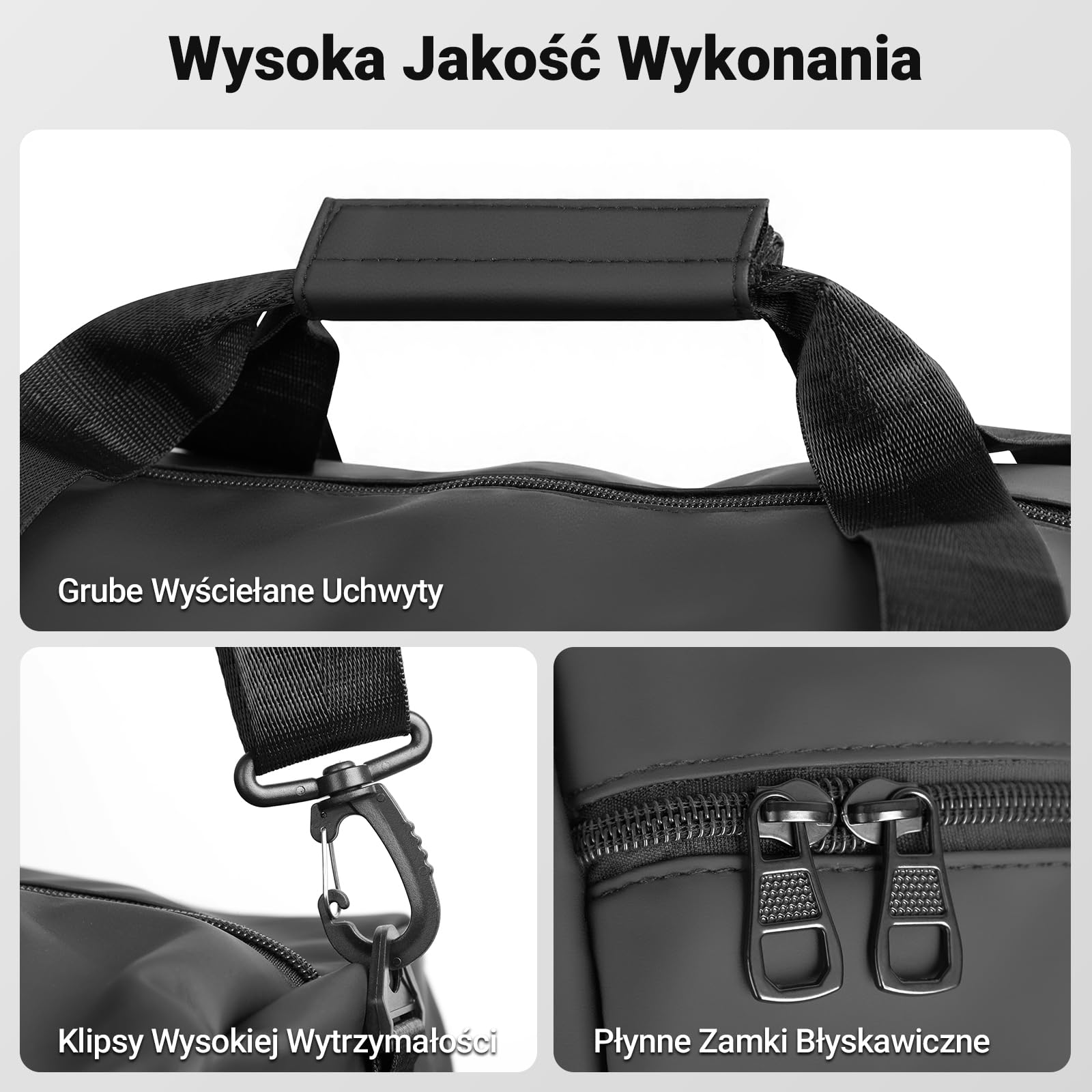 Torba Sportowa Męska z Przegrodą na Buty, Wodoodporna Torba Sportowa/Torba na Siłownię