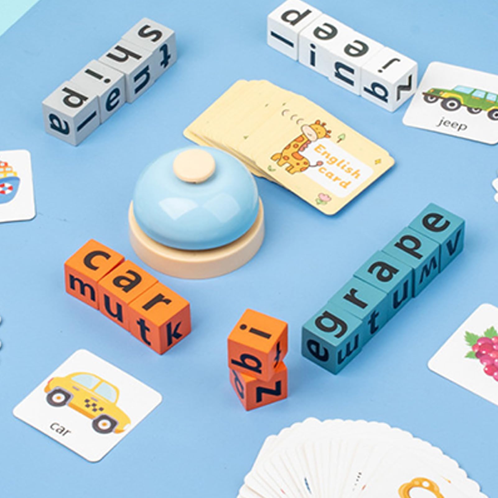 Word Spelling Game, Wooden Alphabet Blocks Board Games for Kids Adults, Funny Travel Spelling Word Games with Flash Cards, Novelty Alphabet Blocks Phonics Game, for Educational Toys — view 6