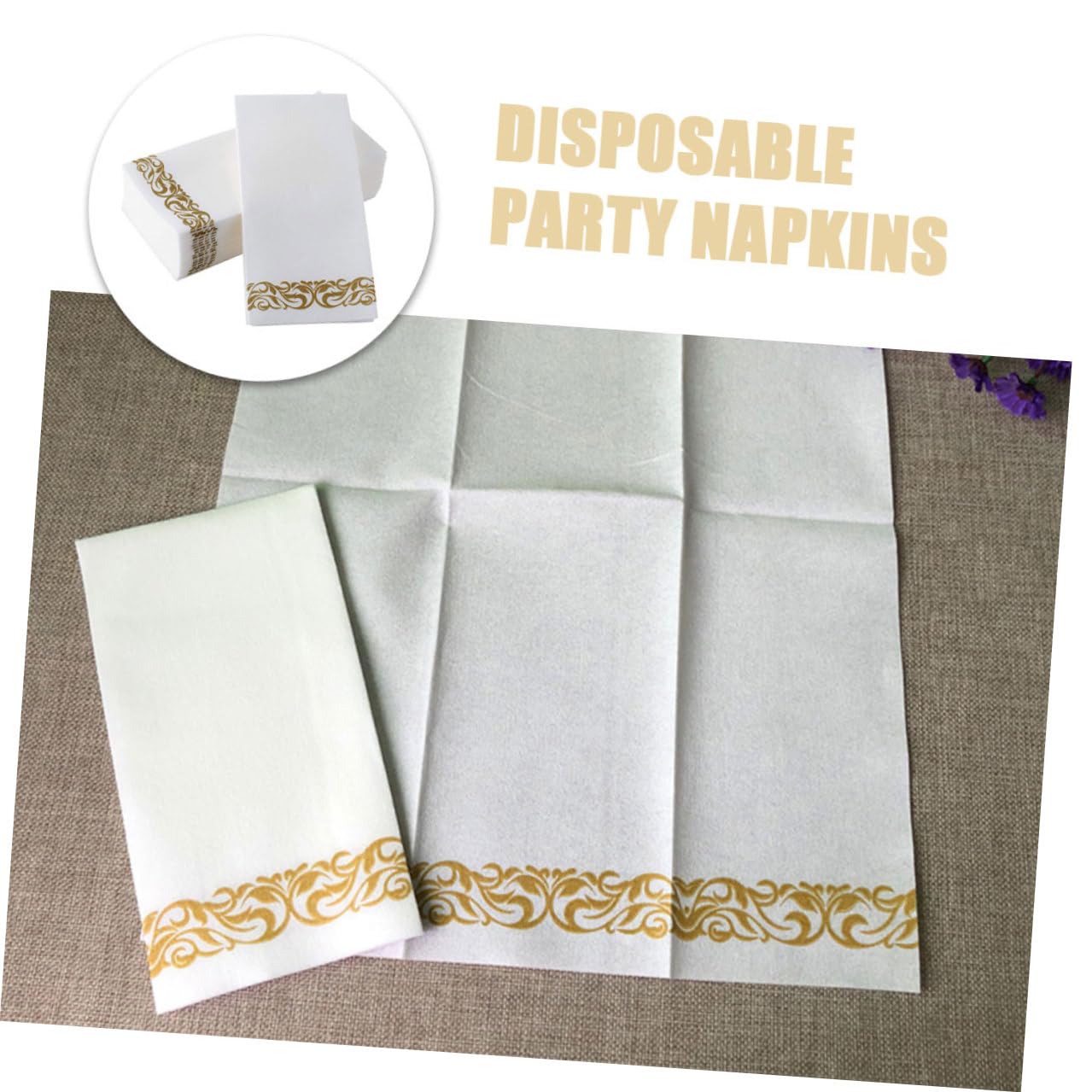 50 Stück Goldene Papier servietten mit Blumenmuster Einweg tischservietten für Hochzeit Party Festliche Stilvolle Dekoration für Empfang und Feier