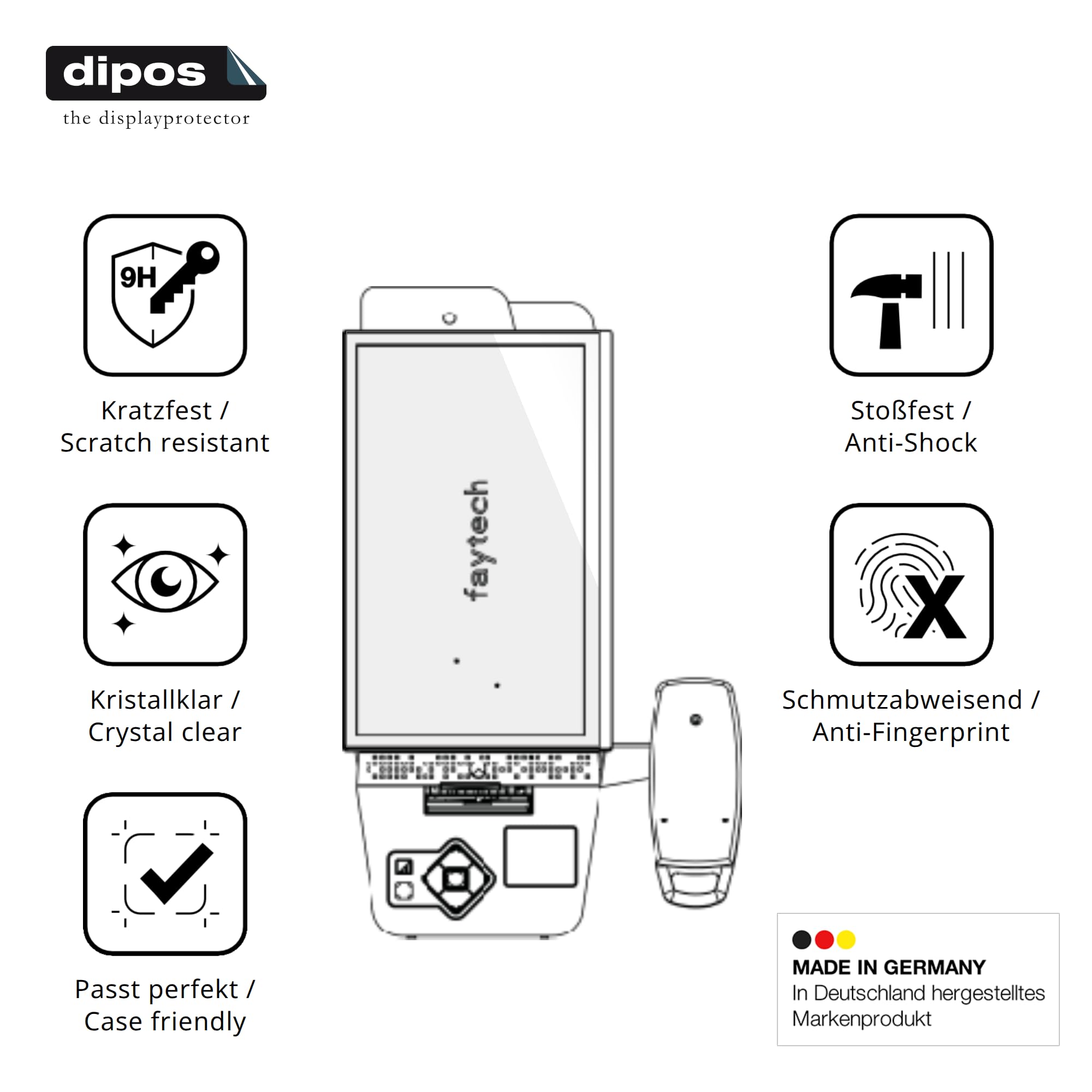 dipos 2x Pellicola 9H per Pyramid Computer POLYTOUCH PIXI 15.6 Basis | Non si rompe e non si scheggia, non è vero vetro, Anti-Shock, si adatta perfettamente, antigraffio, senza bolle, autoadesiva