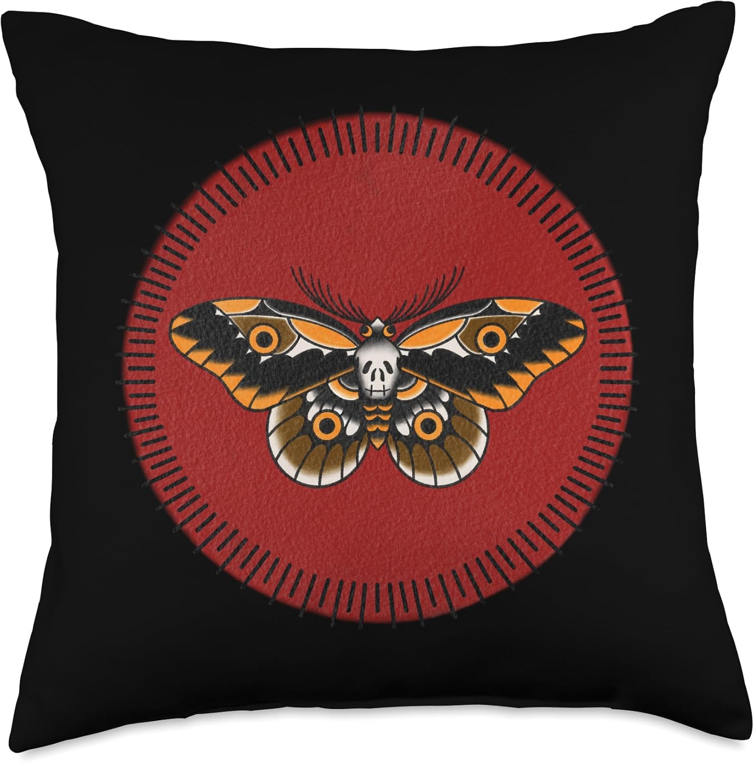 Traditional Tattoo Flash Death’s Head Moth Throw Pillow