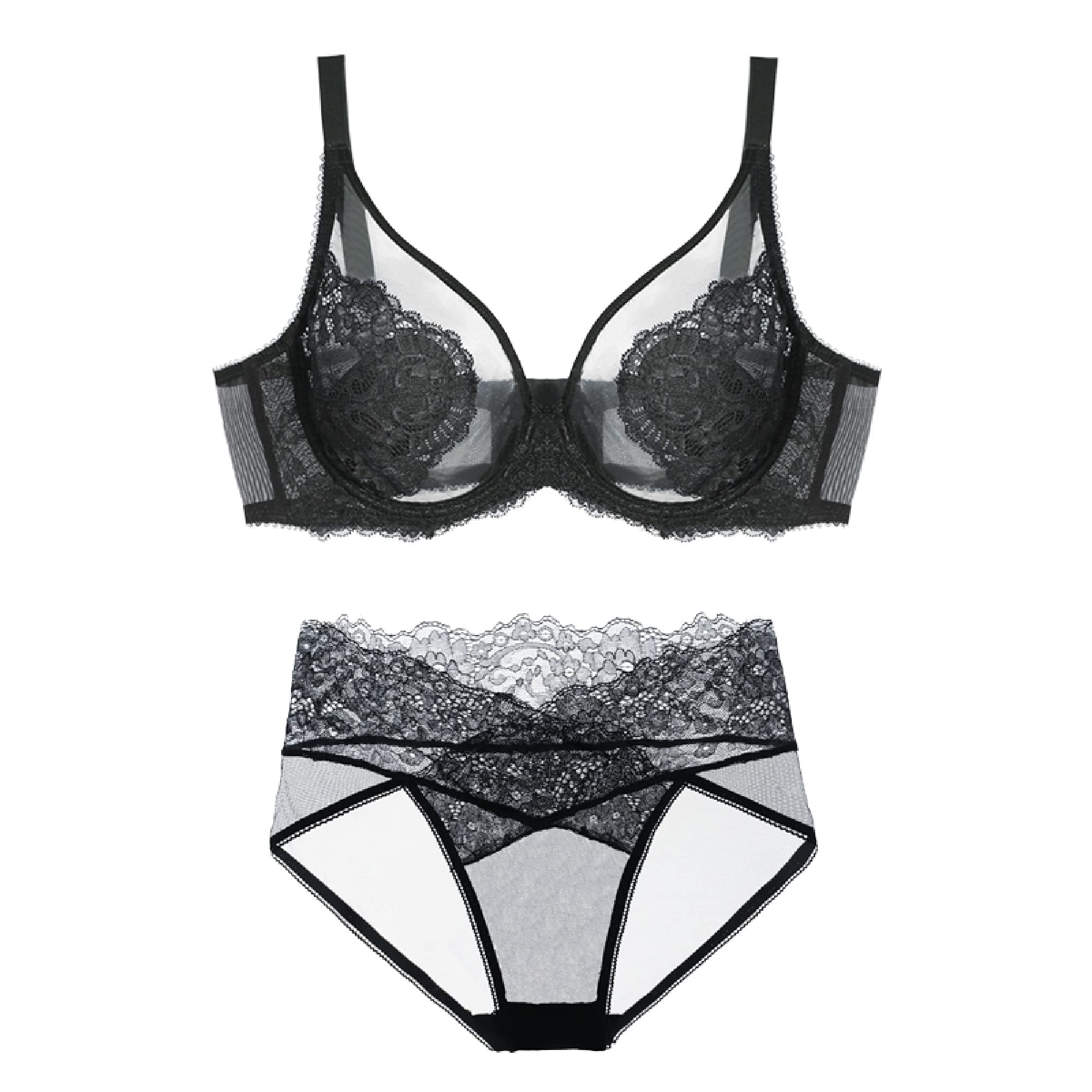Ensemble soutien-gorge et culotte WENJUN noir 70E avec armatures - 8