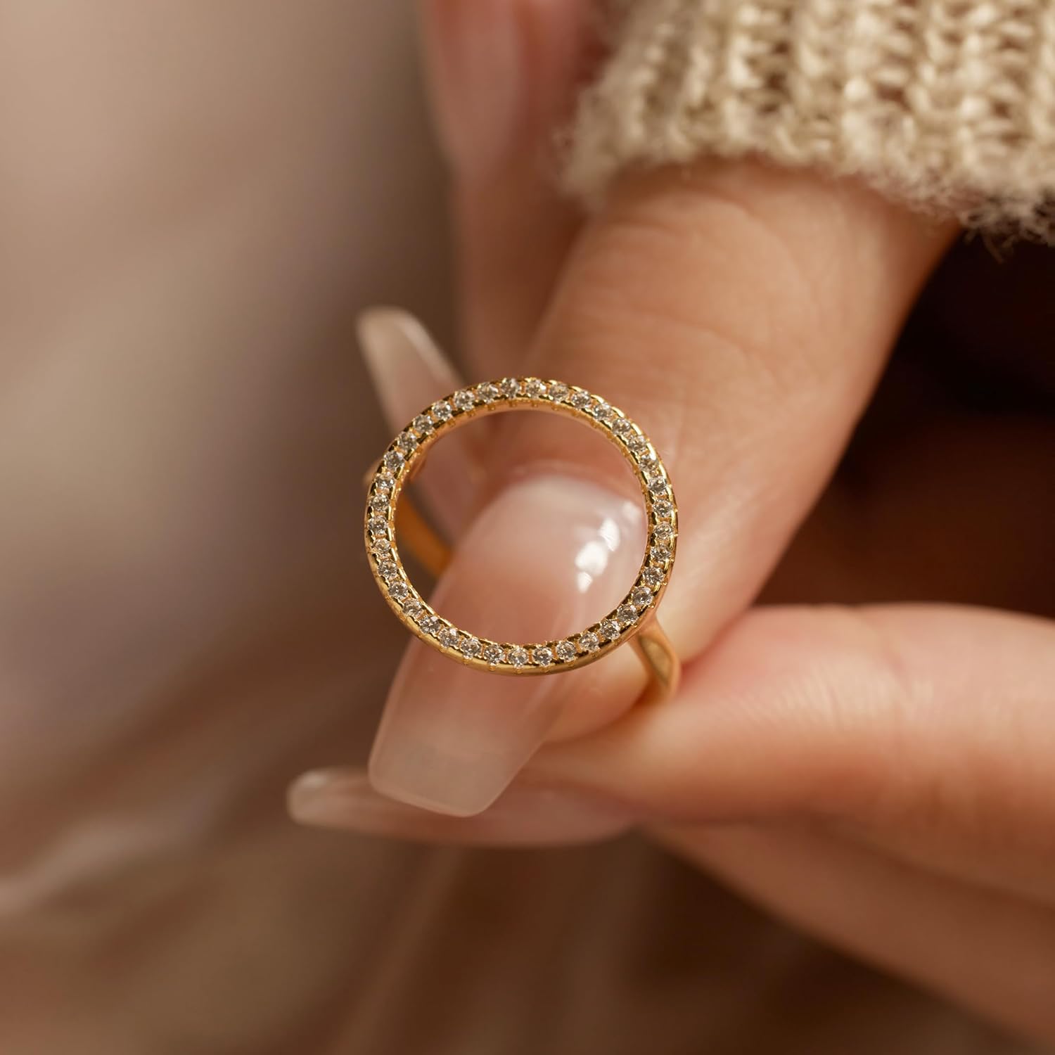 Circle Ring for Women 925 Sterling Silver Karma Ring Dainty Cubic Zirconia Mother Daughter Rings Friendship Rings Minimalism Statement Ring Birthday Christmas Gifts for Her - Image 5