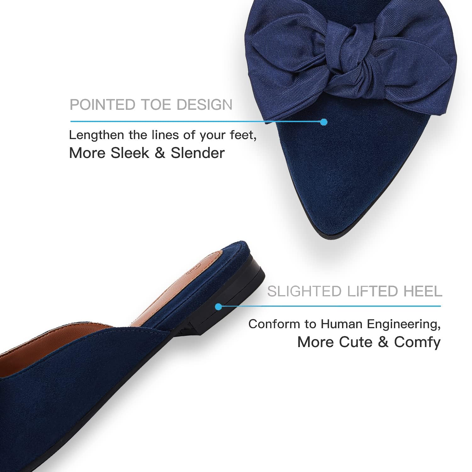 Rilista Mules for Women Slip On Comfortable Pointed Toe Womens Loafers Women's Flats for Women's Mules & Clogs