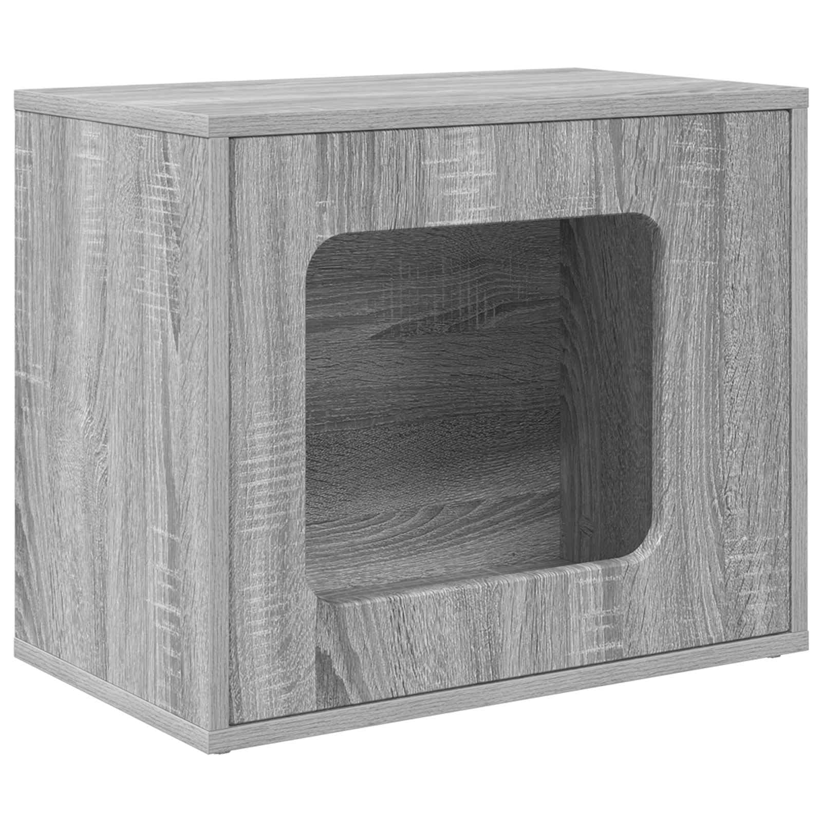 Katzenhaus Katzenhöhle Katzenmöbel für drinnen, stabile Katzenbox Indoor aus Holzwerkstoff, modernes Haustierhaus fürs Wohnzimmer, Sonoma-Grau, 51 x 30 x 42,5 cm