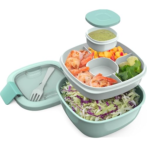 Bentgo Salad Container, Lunch Bowl with 4-Compartment Toppings Tray, 54 oz