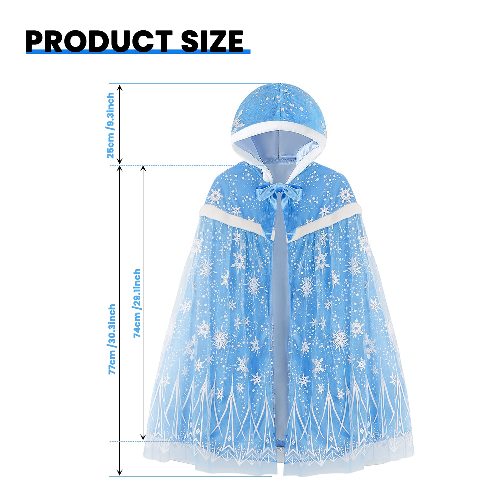 XEPST Mantello Principessa Bambina, Costume Principessa con Cappuccio Mantello Blu Della Principessa Accessorio Scialle Cape Ragazze da Costume Halloween Carnevale Cosplay Festa Compleanno Regalo