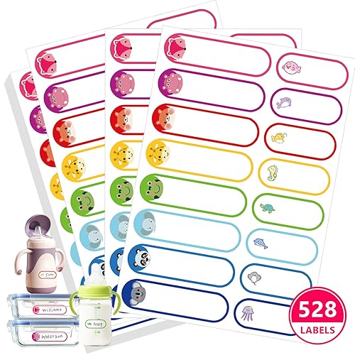 Miniatura 8 de 128 etiquetas impermeables para biberones, etiquetas de nombre de escuela Tinabless para niños, etiquetas de guardería, autolaminadas,