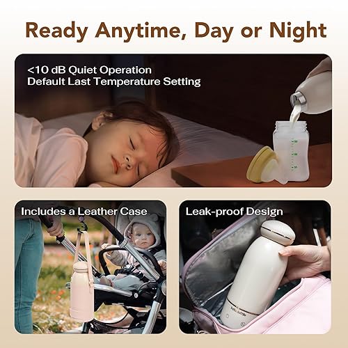 Miniatura 5 de Calentador de biberones portátil para leche materna y formulay, calentador de leche materna de viaje de calentamiento rápido de 17 onzas con control