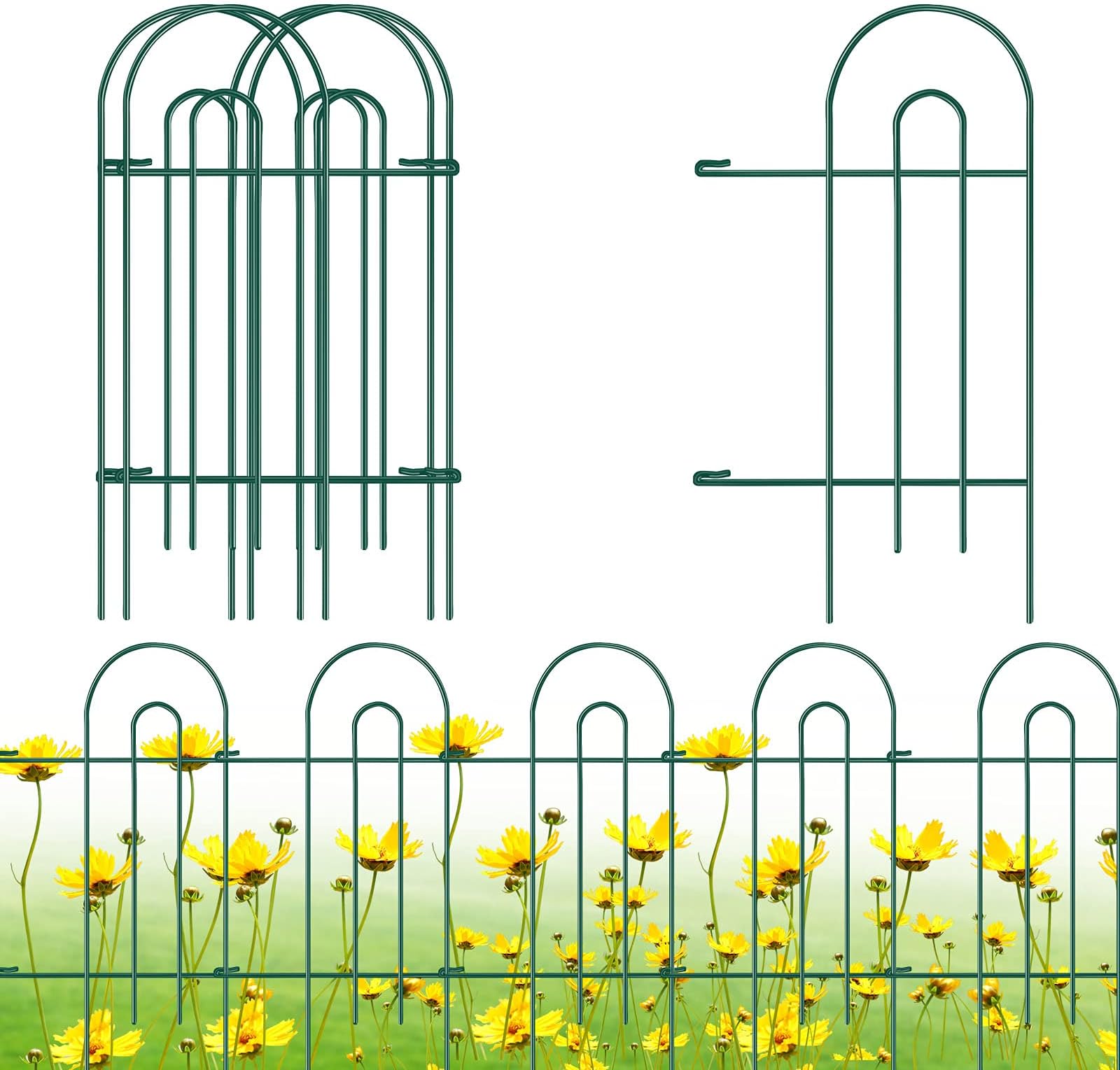 Gtongoko Decorative Garden Fence 12 Panels, 32 in x 17 ft, Garden Barrier Portable Decorative Flower Fence, Animal Barrier, Border Garden Fence for Landscape, Trees, Flower Beds, Shrubs