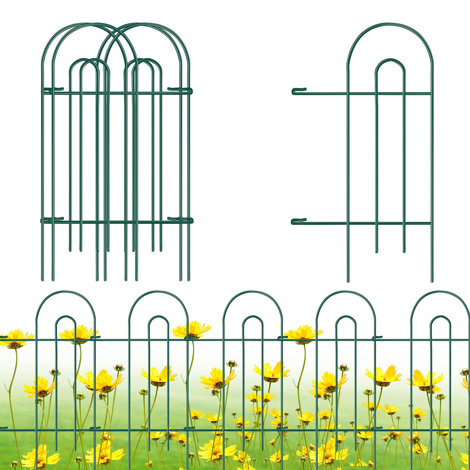 Gtongoko Decorative Garden Fence 12 Panels, 32 in x 17 ft, Garden Barrier Portable Decorative Flower Fence, Animal Barrier, Border Garden Fence for Landscape, Trees, Flower Beds, Shrubs