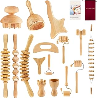 16-in-1 Wood Therapy Massage Kit, Wooden Massage Tools for Maderoterapia, Body Sculpting & Lymphatic Drainage, Muscle Pain Relief, Anti Cellulite & Body Contouring
