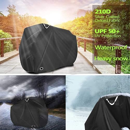 Miniatura 6 de Bike Cover For 2 Or 3 Bikes Outdoor Waterproof- 210d Outdoor Waterproof & Anti-Uv Bicycle Covers With Reflective Strips Anti Dust Rain Snow Uv For