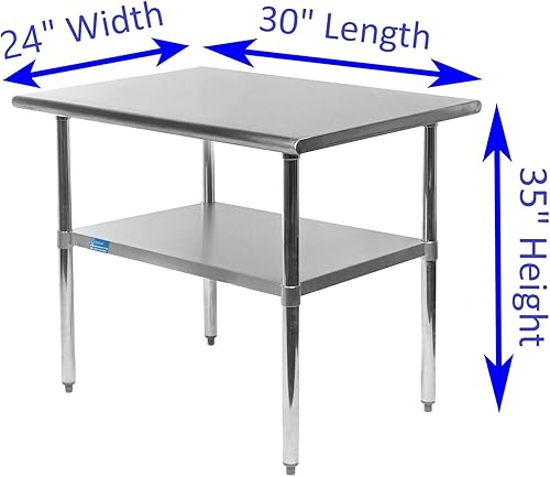 Miniatura 2 de AmGood - Mesa de preparación y trabajo de acero inoxidable, estante inferior, isla de cocina, banco de servicio para lavandería y garaje