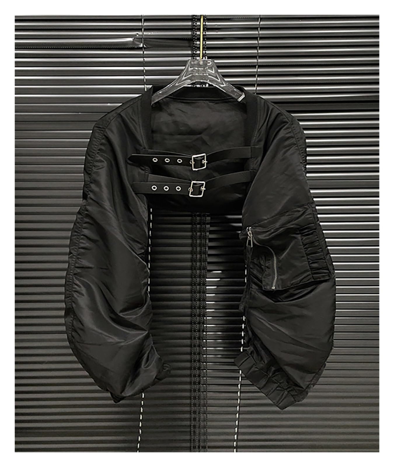 Manteau Court À Manches Longues for Moto Avec Boucle Plissée