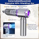 Aspirateur de voiture portatif sans fil puissant 22000Pa Fort moteur sans brushs à aspiration cyclique Mini Portable rechargeable main légère tenue pour les animaux de compagnie véhicule maison bureau violet