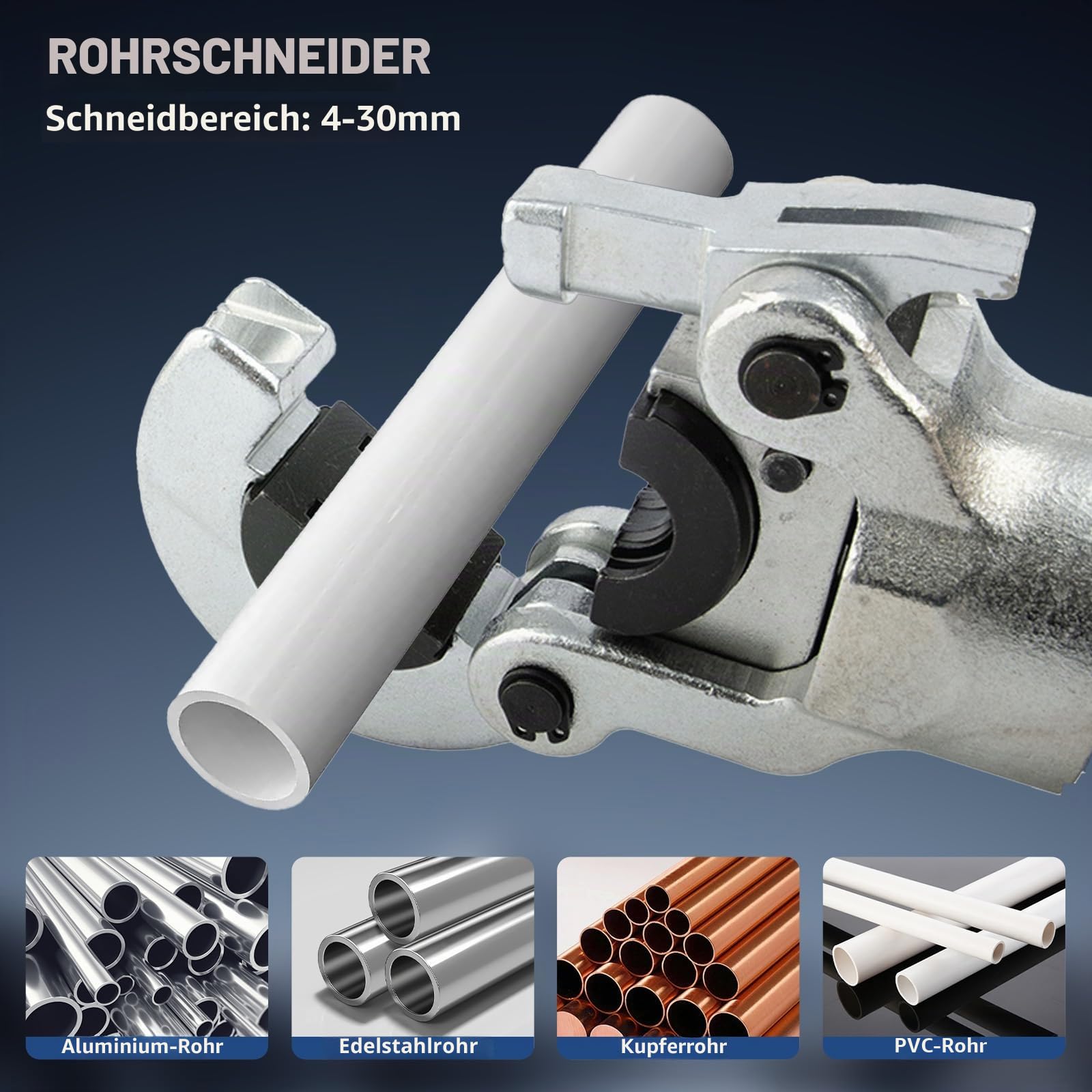 Presszange Kupferrohr V-Kontur und TH-Kontur mit Rohrabschneider – Presszange Handpresszange Kupferrohr mit V12 V15 V18 V22 V28 Und TH16 TH20 TH26 TH32