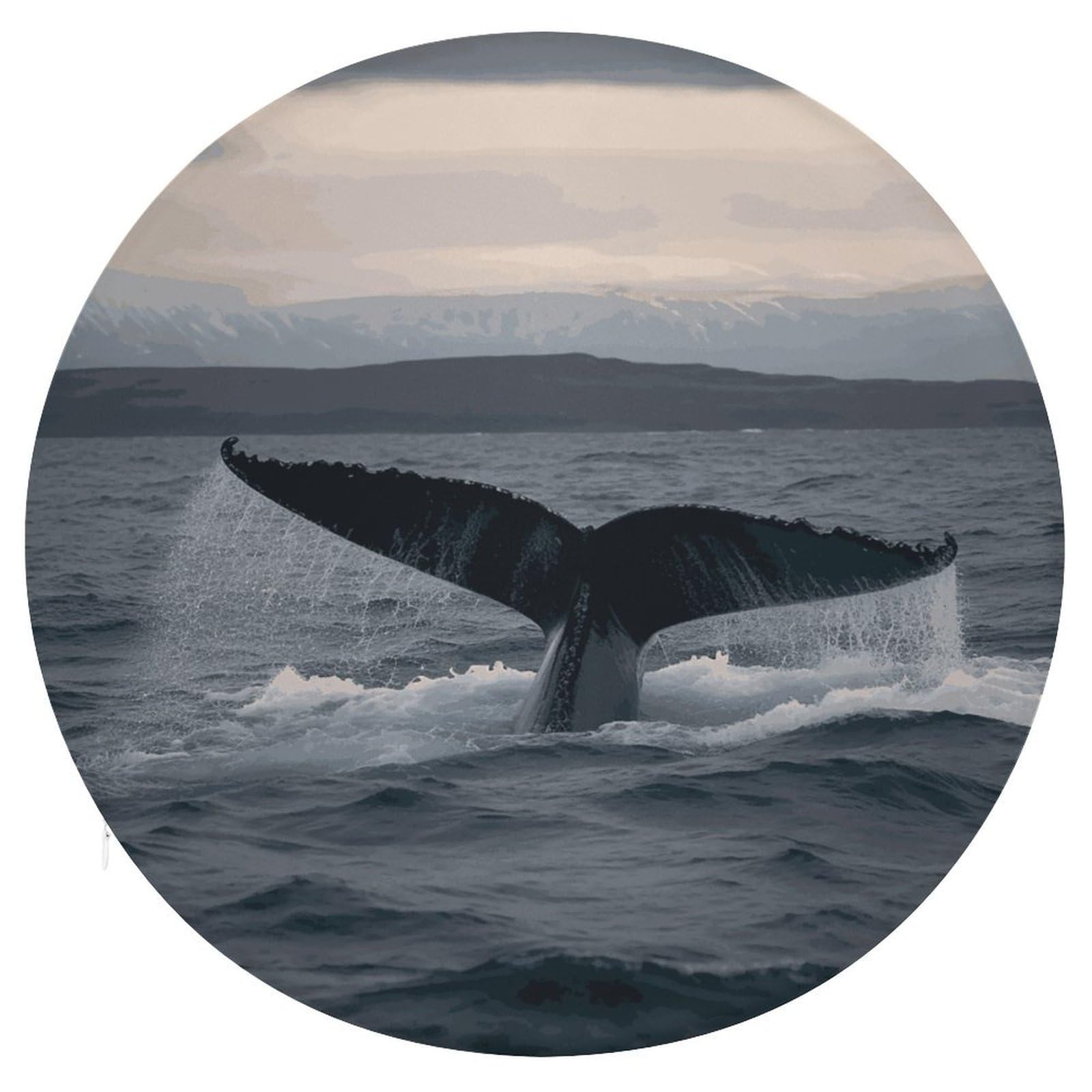 FekiLoot Humpback Whale Tail Ocean Seat Cushion Comfort Memory Foam Seat Cushion Chair Pad Soft Round Stool Cushion Chair Cushion Removable Washable Cover for Home Office Outdoor Bistro 15.35 Inch